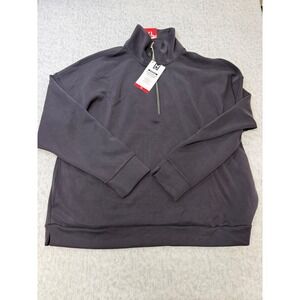 Members Mark Sandwash Quarter Zip Pullover Mens XL Charcoal Gray Relaxed Fit NEW